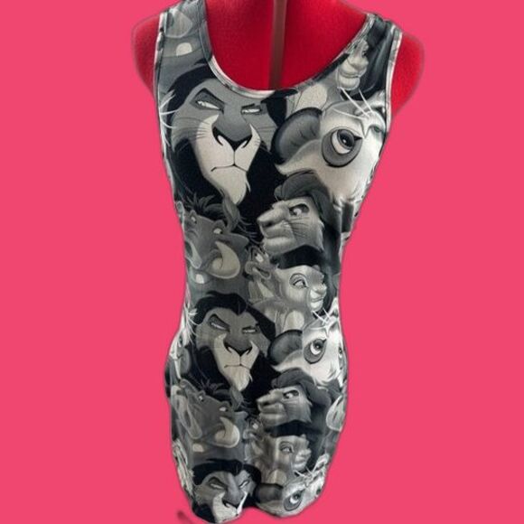 Disney Dresses & Skirts - DISNEY Dress Juniors XL LION KING Greyscale Gray Black White Bodycon Simba BW